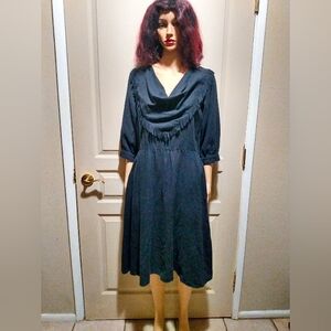 Vintage 80s Short Sleeve Cowl Neck Dress.